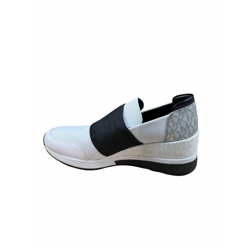 MICHAEL KORS Women's Felix Trainer Mesh Logo Sneakers White Silver Sz 9 M
